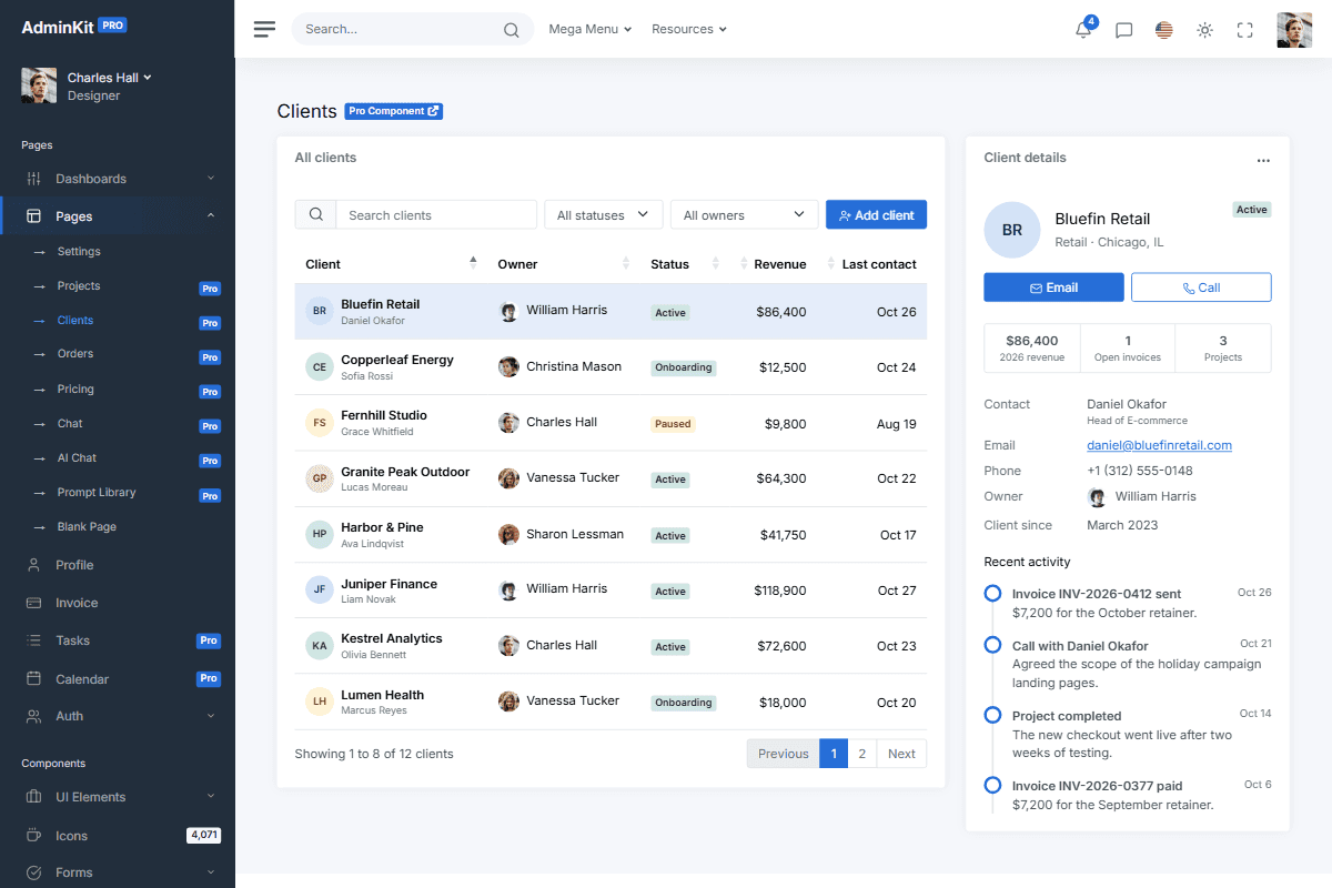 SaaS Admin & Dashboard Template