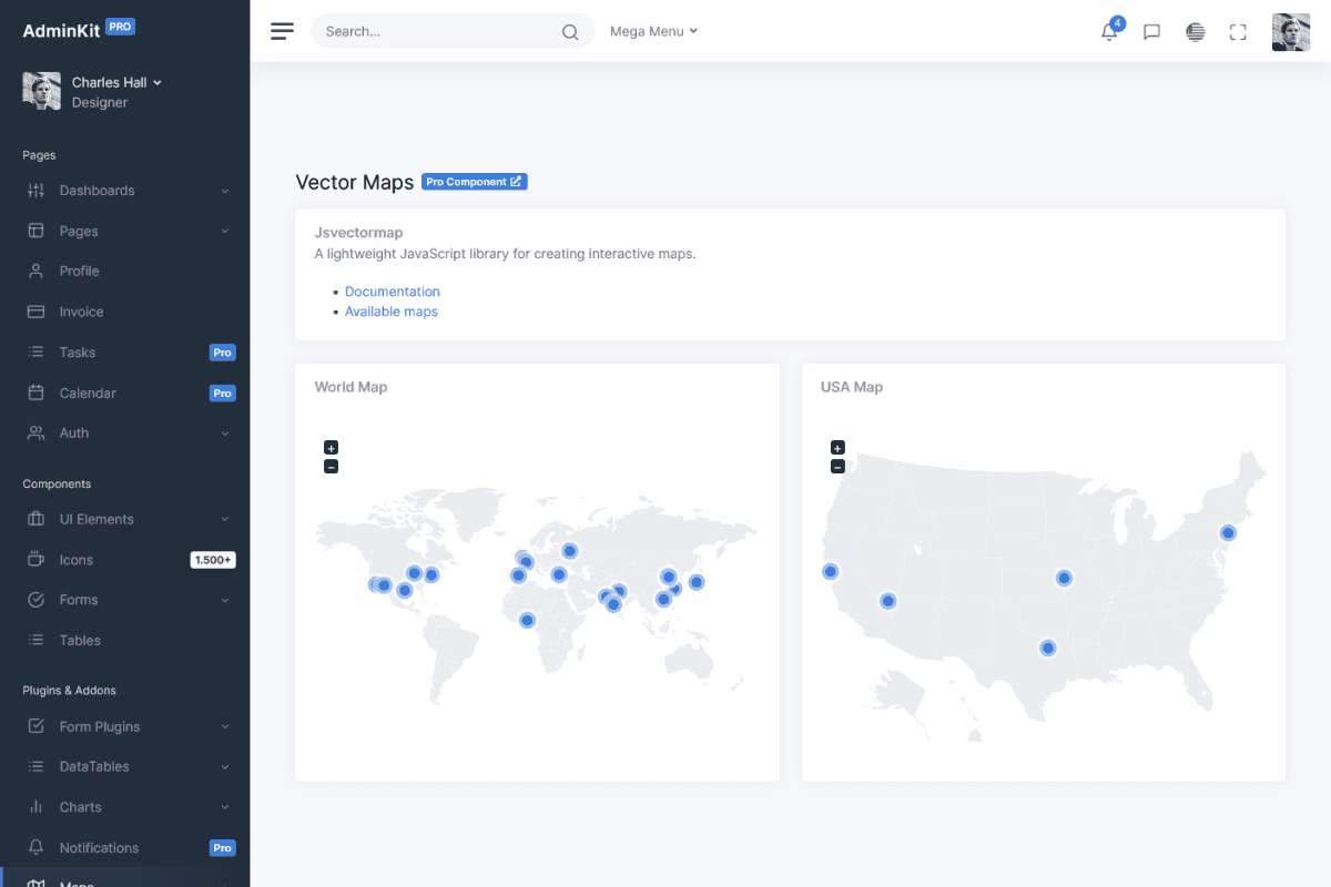 Vector Map Admin & Dashboard Template